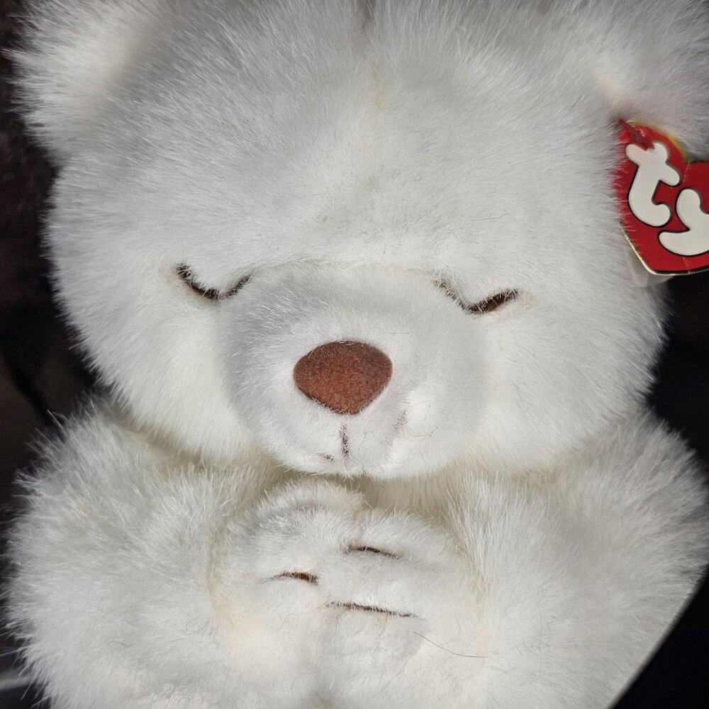 TY Beanie Baby Praying Bear Faith 1995 White Praying Plush Stuffed Animal 10" - Picture 11 of 11